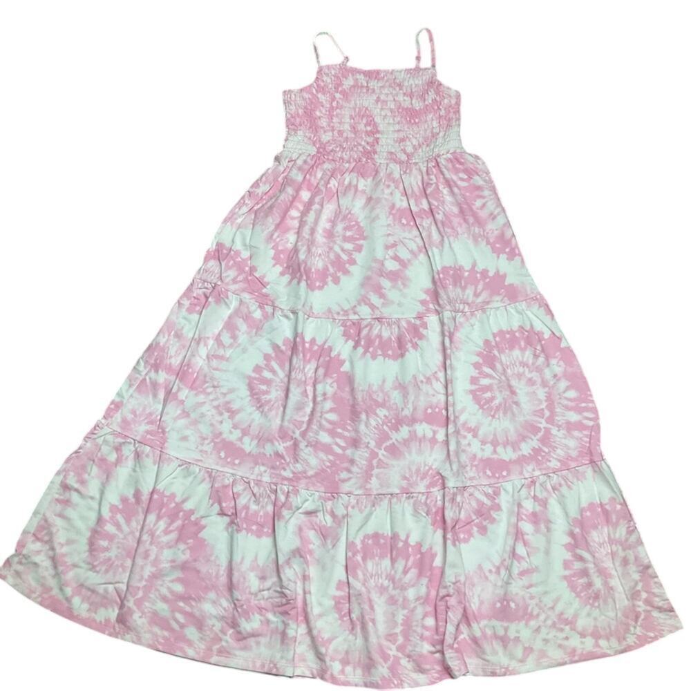 32 Degrees Girls Maxi Dress Tye Dye Pink Lined Top Size Medium 10/12 NWT